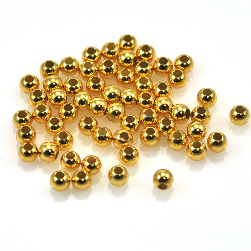 Gold Vermeil 925 Sterling Silver Round Seamless Spacer Beads 2mm 3mm 4mm