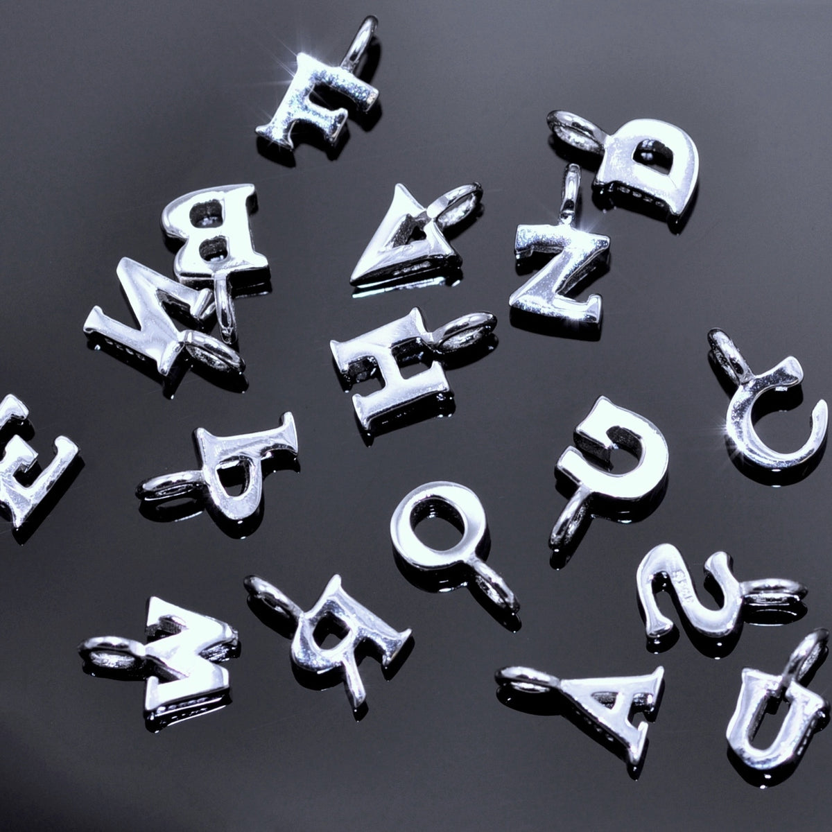 Tiny letters in sterling silver 925 , alphabet charms . Genuine Solid ...