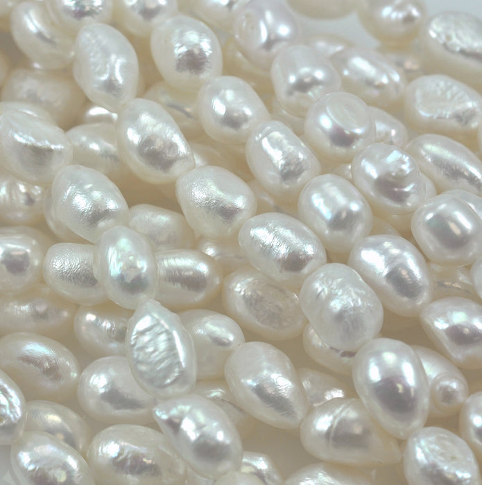 Ivory White Oval Baroque Freshwater Loose Pearls for Jewellery Making A