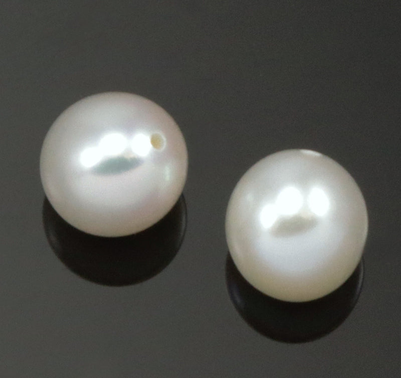 Ivory White Half-drilled Near Round Freshwater Pearls AA 6-7mm