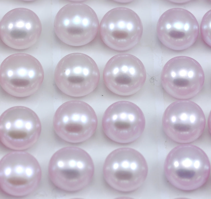 7mm Button Half-drilled Freshwater Pearls Flat Back for Making Earrings AAA