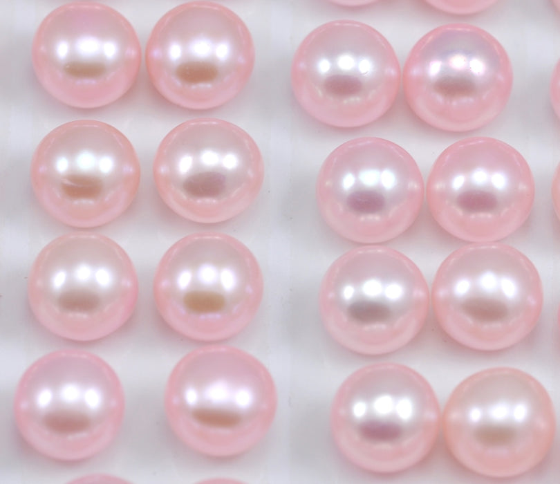 7mm Button Half-drilled Freshwater Pearls Flat Back for Making Earrings AAA