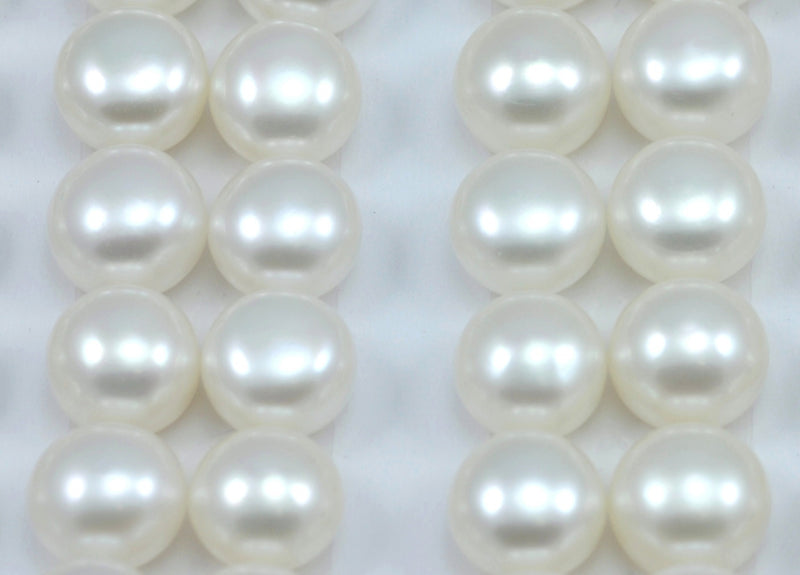 Ivory White Button Half-drilled Flat Back Freshwater Pearls for Making Earrings AAA