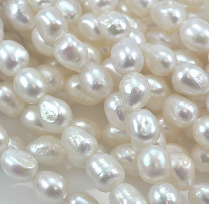 Ivory White Oval Baroque Freshwater Loose Pearls for Jewellery Making A