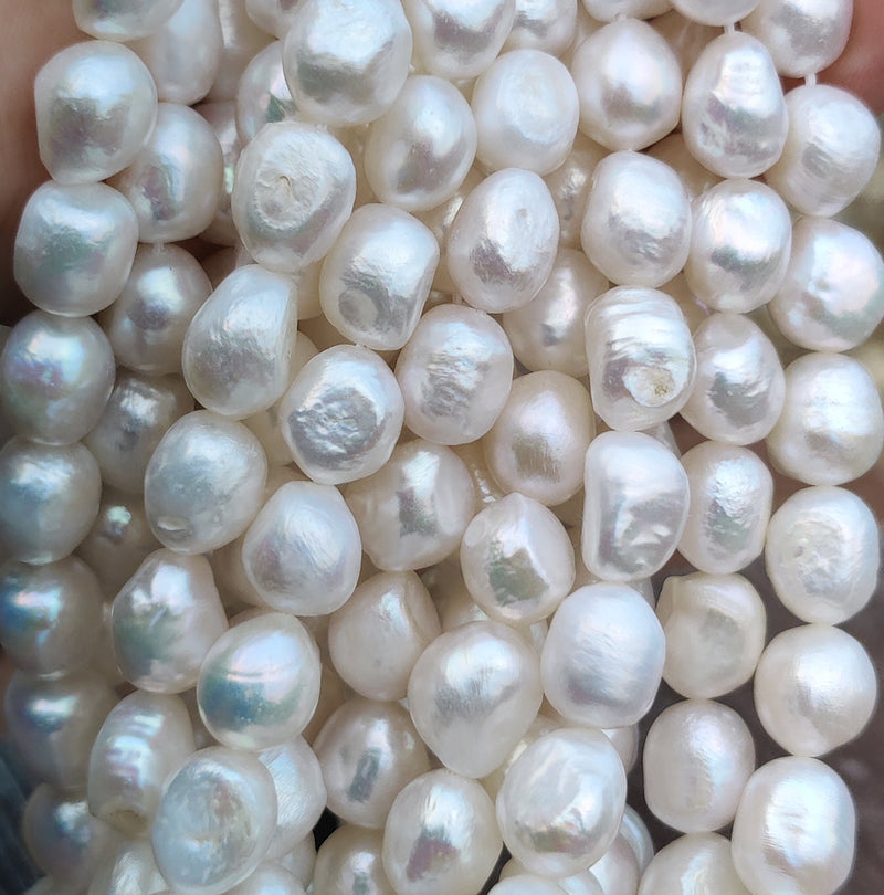 Ivory White Oval Baroque Freshwater Loose Pearls for Jewellery Making A