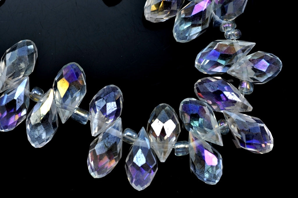 Crystal Glass Teardrop Briolette Top-drilled Faceted Beads