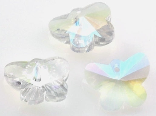 12x 15mm Butterfly Pendant Faceted Cut Glass Crystal Beads for Jewellery Making