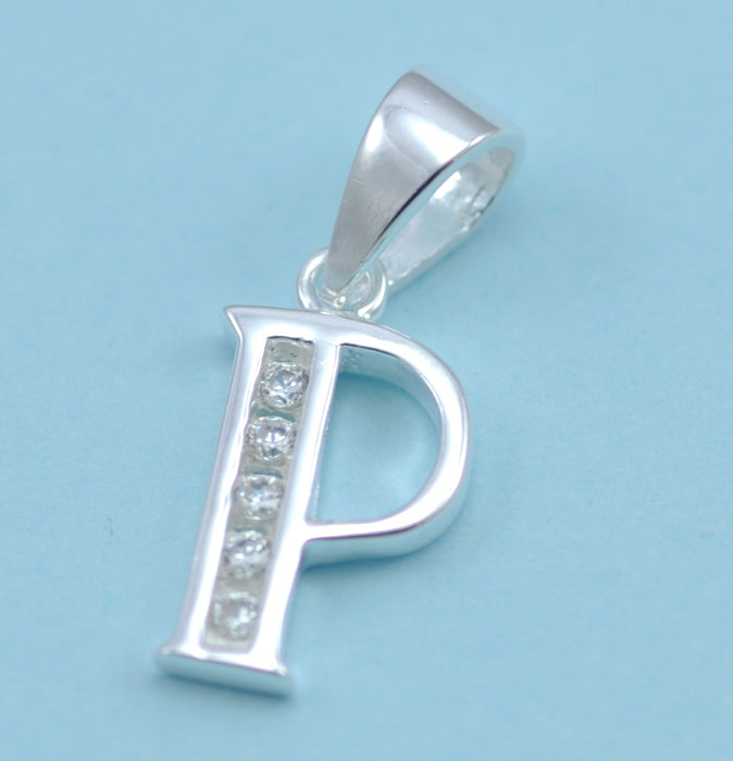 Alphabet letters genuine 925 Sterling Silver with CZ Crystal for use as a charm or pendant