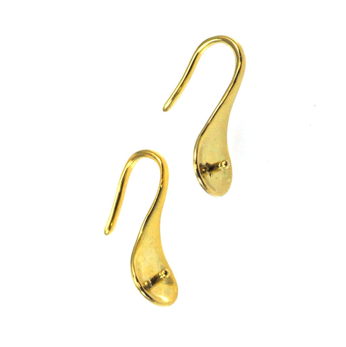 Gold Vermeil Earring Hooks Curved Spoon Genuine 925 Sterling Silver Jewellery Findings