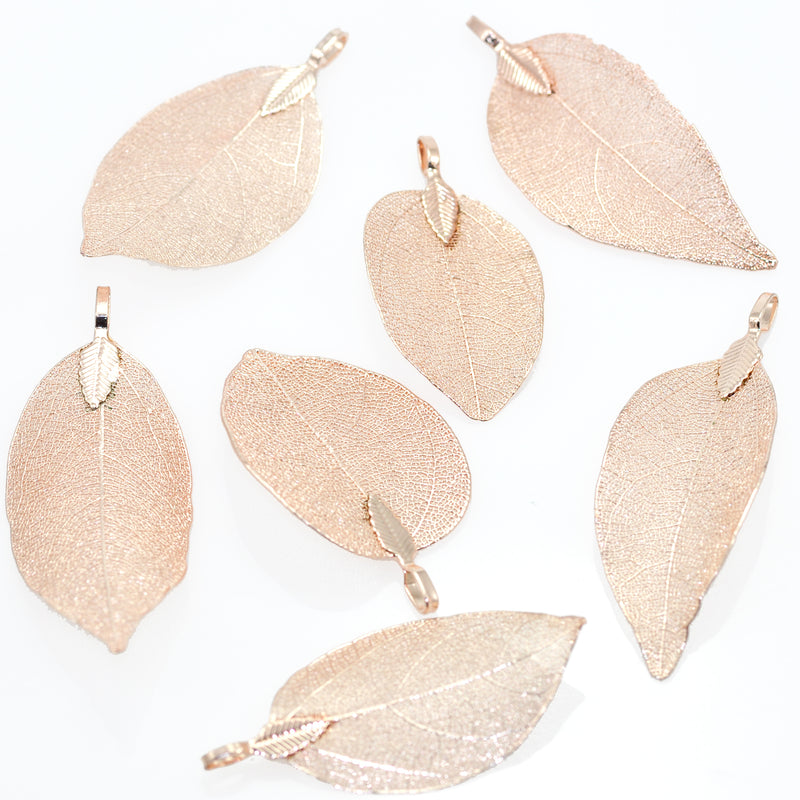 Real Bodhi Leaf Filigree Skeleton Leaves Charms Pendants 30x50 mm