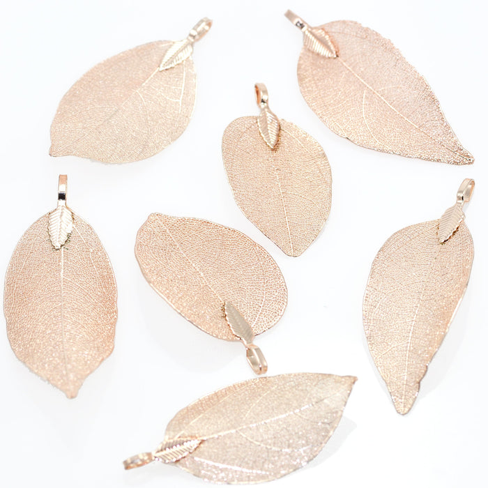 Real Bodhi Leaf Filigree Skeleton Leaves Charms Pendants 20x40 mm