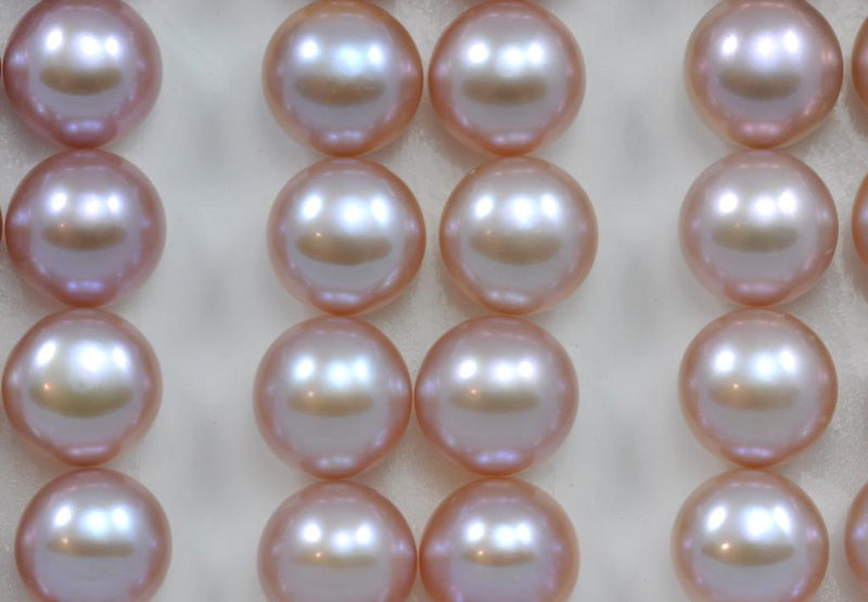Pink Button Half-drilled Flat Back Freshwater Pearls for Making Earrings AAA
