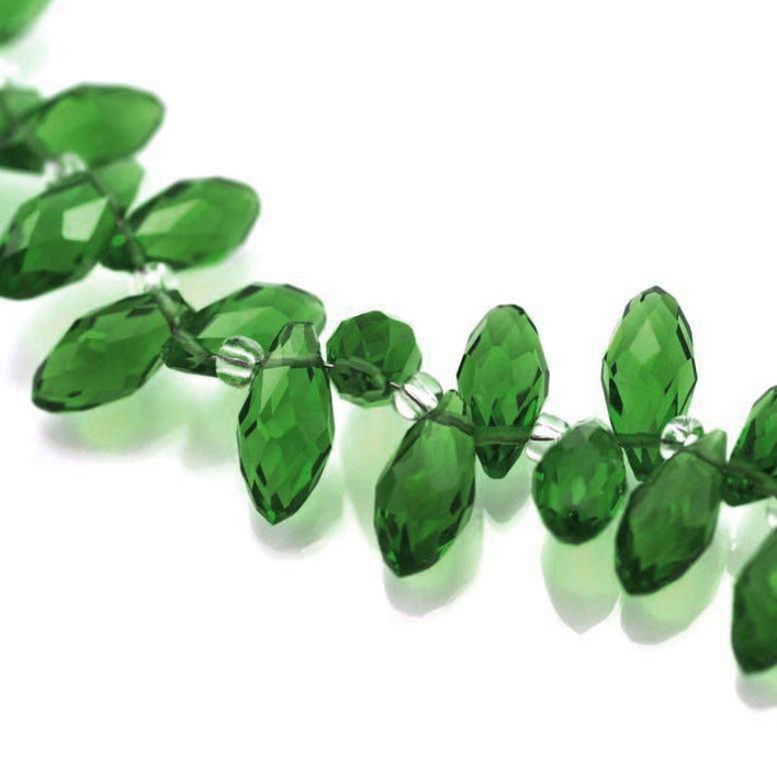 Crystal Glass Teardrop Briolette Top-drilled Faceted Beads