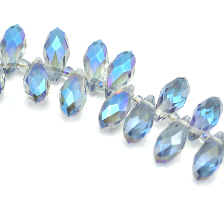 Crystal Glass Teardrop Briolette Top-drilled Faceted Beads