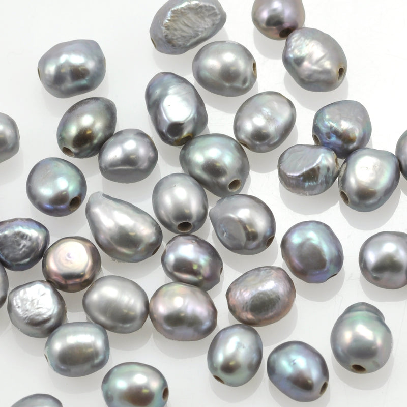 20 Pcs 2 mm Large Hole Bronze or Grey Baroque Nugget Freshwater Pearls Jewellery Making