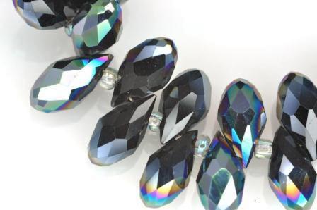 Crystal Glass Teardrop Briolette Top-drilled Faceted Beads