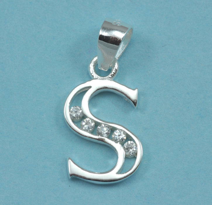 Alphabet letters genuine 925 Sterling Silver with CZ Crystal for use as a charm or pendant