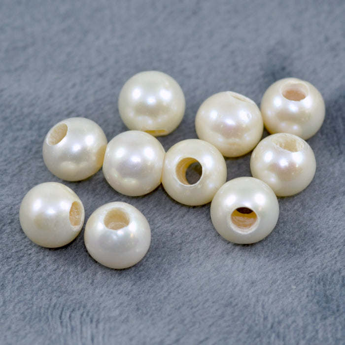 3mm Large Hole White Near Round Freshwater Pearls for Jewellery Making 9-10mm