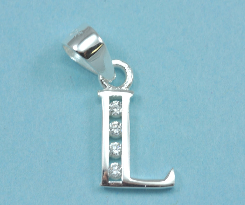 Alphabet letters genuine 925 Sterling Silver with CZ Crystal for use as a charm or pendant