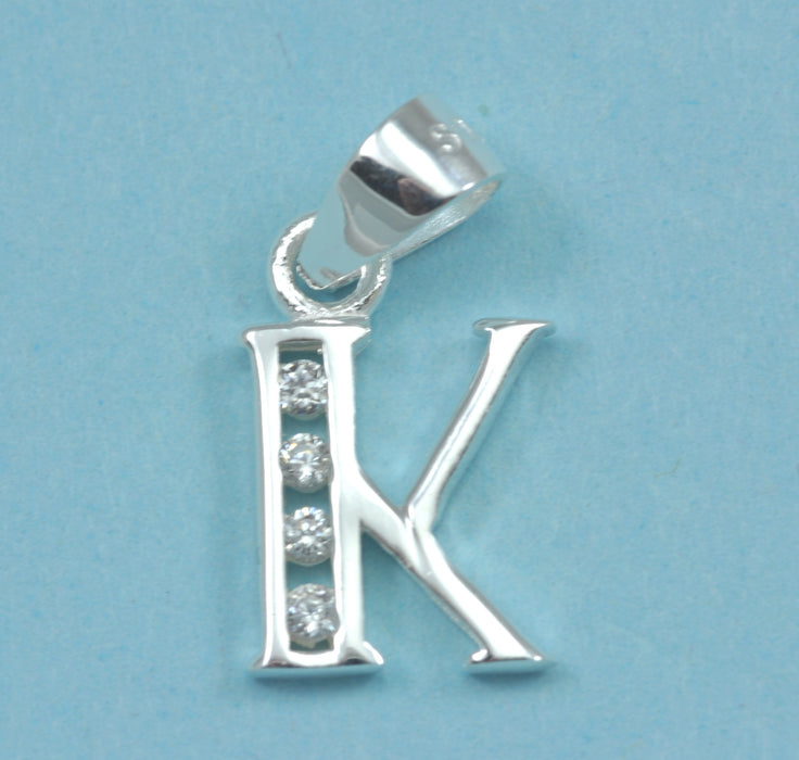 Alphabet letters genuine 925 Sterling Silver with CZ Crystal for use as a charm or pendant