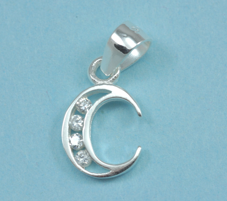 Alphabet letters genuine 925 Sterling Silver with CZ Crystal for use as a charm or pendant