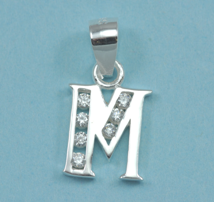 Alphabet letters genuine 925 Sterling Silver with CZ Crystal for use as a charm or pendant