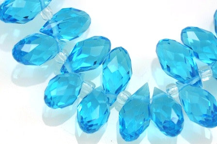 Crystal Glass Teardrop Briolette Top-drilled Faceted Beads