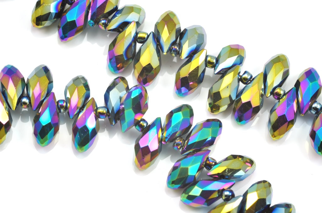 Crystal Glass Teardrop Briolette Top-drilled Faceted Beads