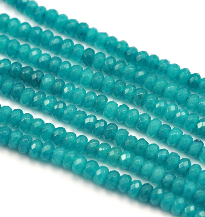 Blues, greens,  black and white 4 mm faceted rondelle agate semi-precious gemstone beads for Jewellery making .