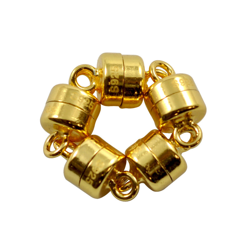 Gold Vermeil Genuine 925 Sterling Silver Magnetic Clasp Jewellery Findings Fastener 6mm