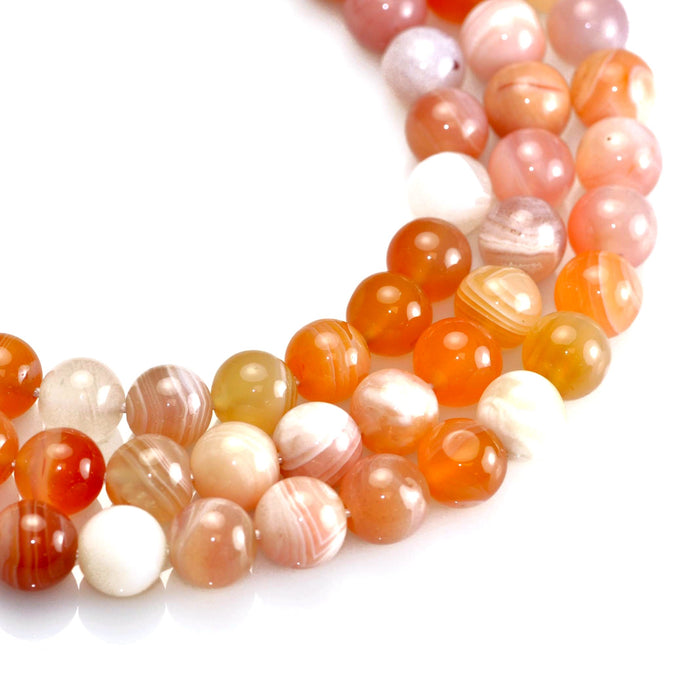 8mm Red Orange Round Semi-precious Gemstone Beads for Jewellery Making 48Pcs