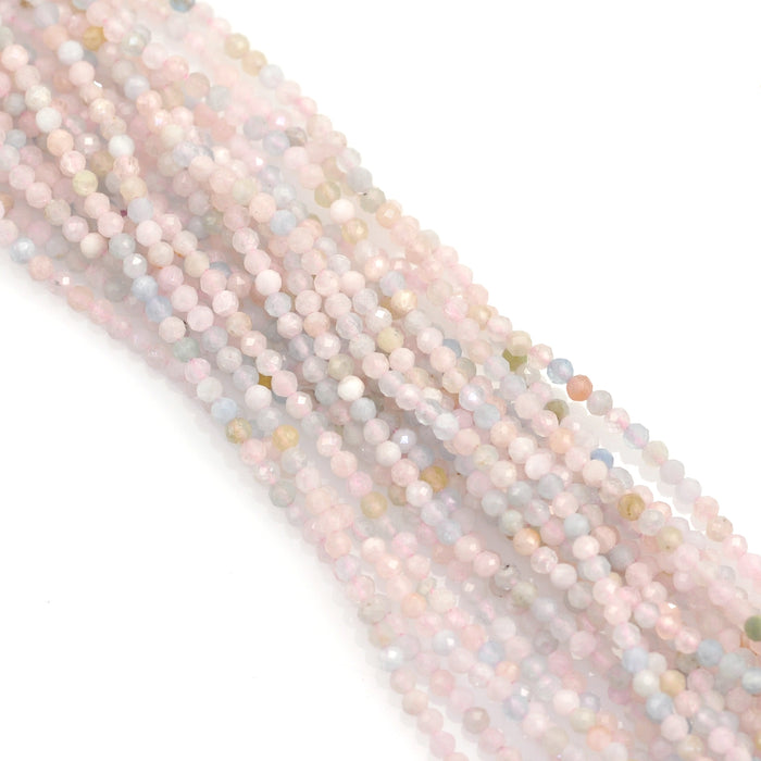 Size 2mm Faceted Round Semi-precious Gemstone Spacer Beads for Jewellery Making