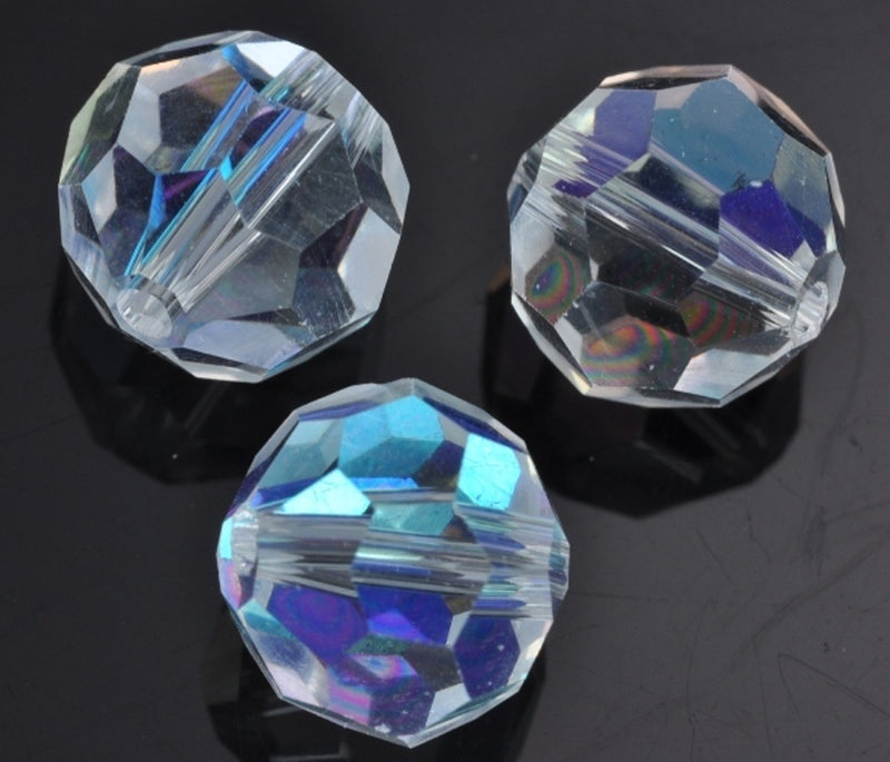 Round clear AB faceted czech crystal glass beads for jewellery making and Craft making in various sizes