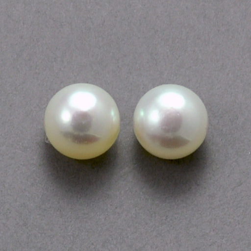 Ivory White Button Half-drilled Flat Back Freshwater Pearls for Making Earrings AAA