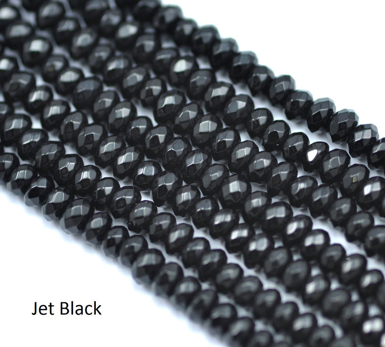 Blues, greens,  black and white 4 mm faceted rondelle agate semi-precious gemstone beads for Jewellery making .