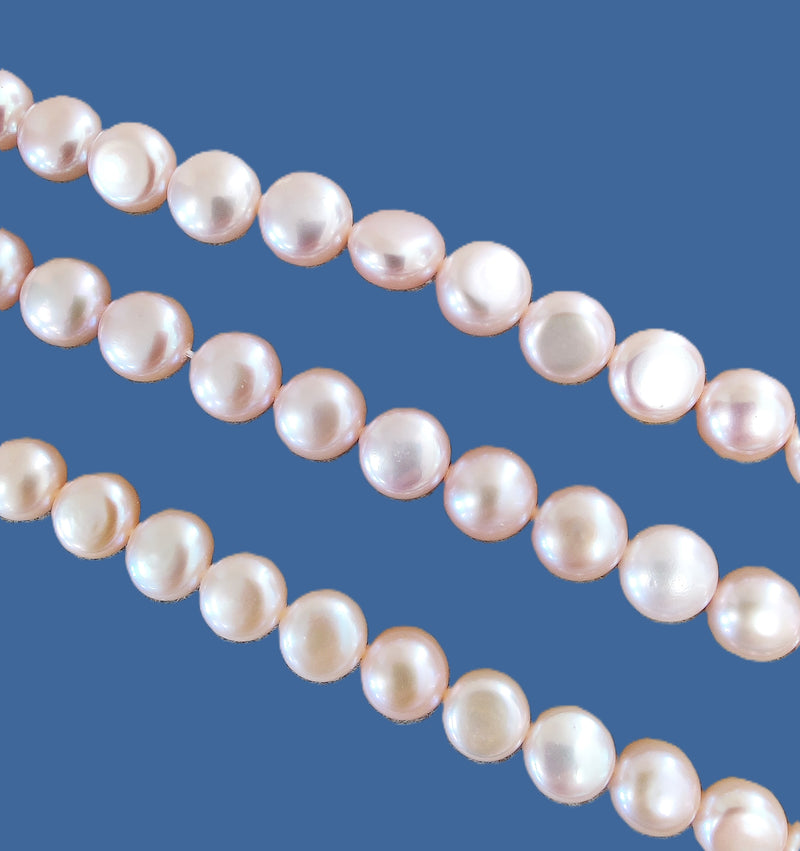 Dusty Pink Freshwater Pearls Button Flat Round Jewellery Making AA