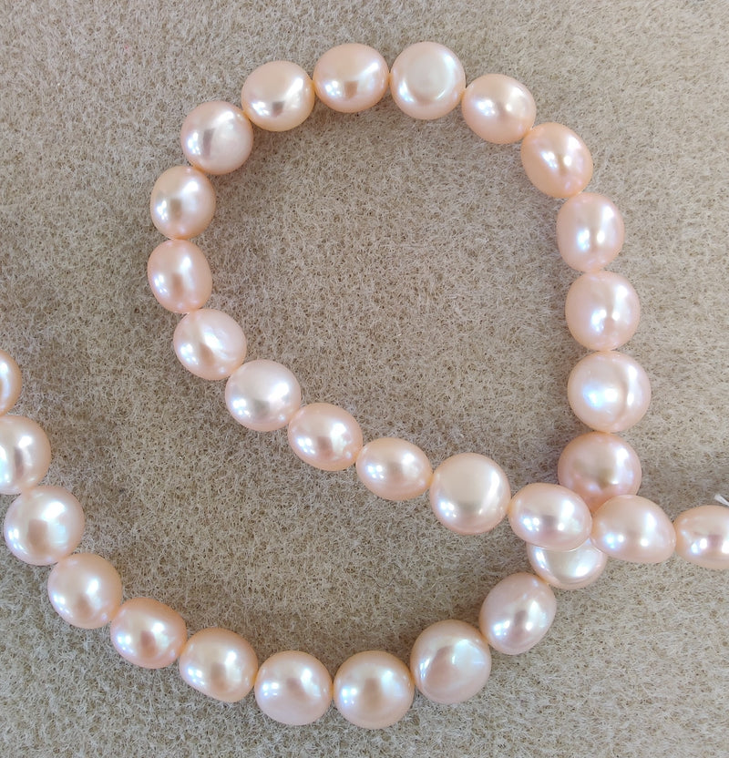 Dusty Pink Freshwater Pearls Button Flat Round Jewellery Making AA