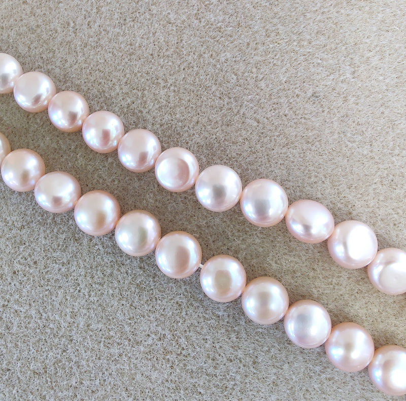 Dusty Pink Freshwater Pearls Button Flat Round Jewellery Making AA