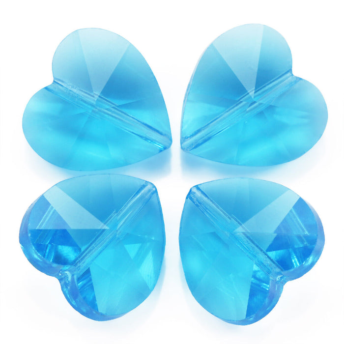 Heart Beads Faceted Cut Glass Crystal Middle-drilled Jewelelry Carft 12Pcs  14mm