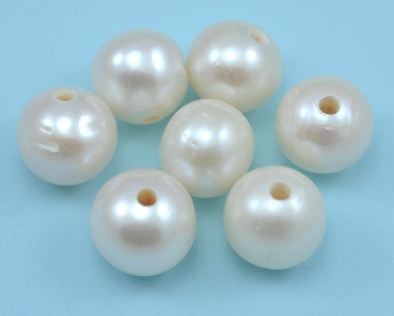 2mm Large Hole White Near Round Freshwater Pearls for Jewellery Making 9-10mm