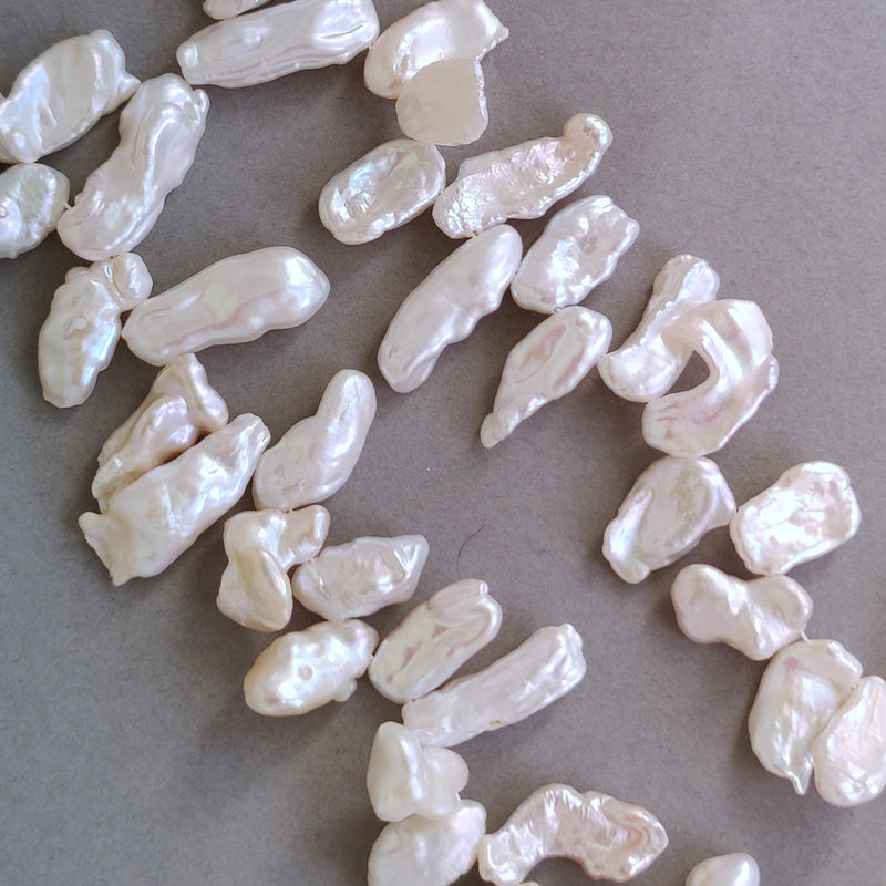 Ivory White Biwa Stick Freshwater Pearls Top-drilled for Jewellery Making A