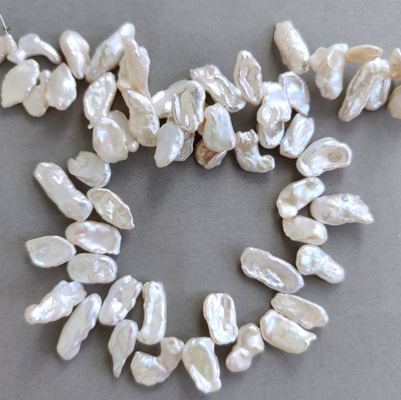 Ivory White Biwa Stick Freshwater Pearls Top-drilled for Jewellery Making A