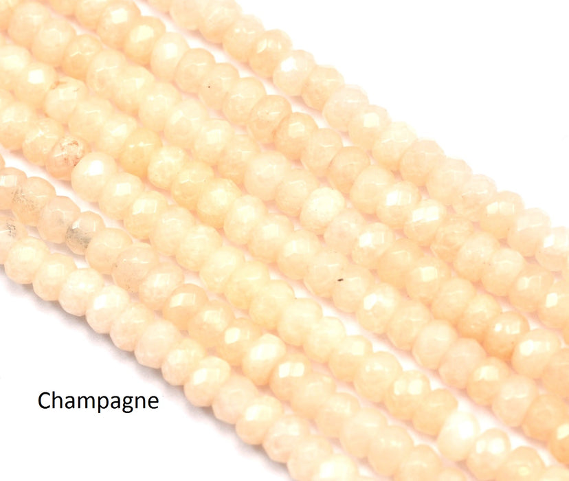 4 mm faceted rondelle agate semi-precious gemstone beads for Jewellery making , in a choice of Pinks , purples , reds and orange