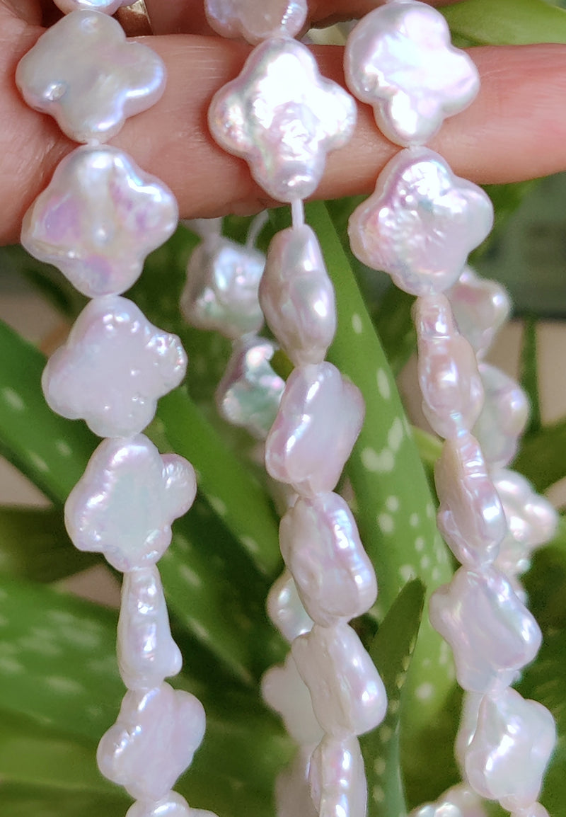 Ivory White Four-Leaf Clover Freshwater Loose Pearls for Jewelery Making 11-12mm