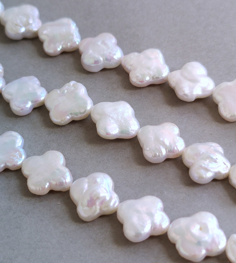Ivory White Four-Leaf Clover Freshwater Loose Pearls for Jewelery Making 11-12mm