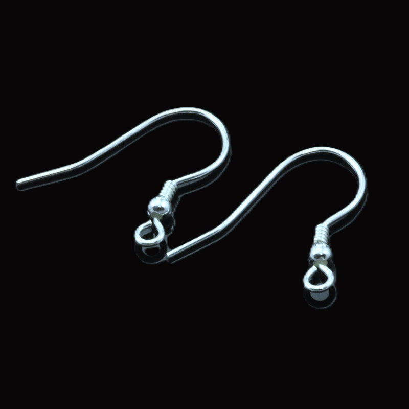 925 Sterling silver Earring Hooks - Silver Ear Wires - Jewelry Supply Findings - Ball Coil Shepherd Fish Hook