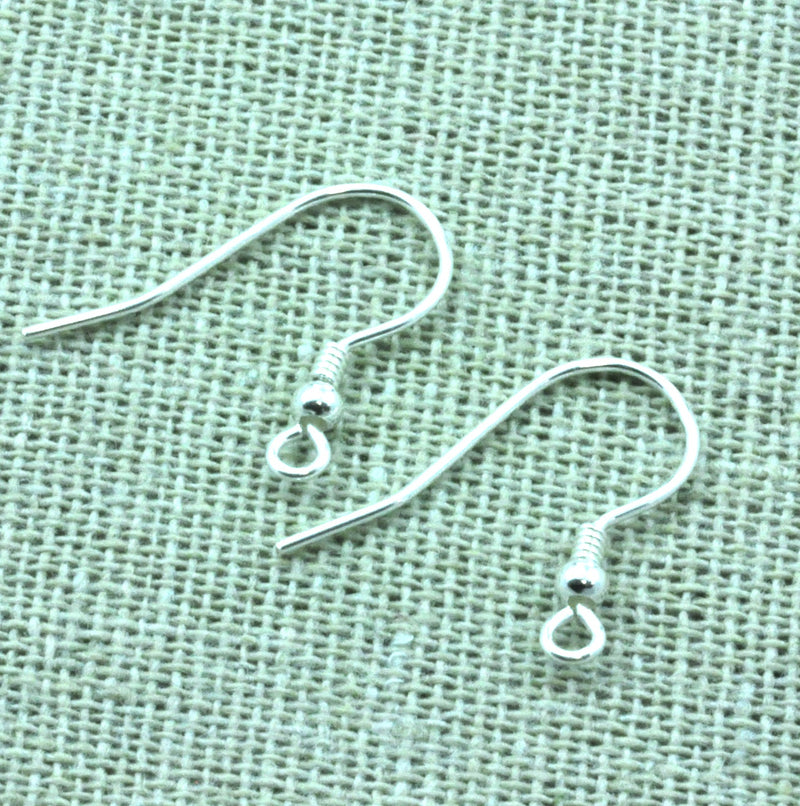 925 Sterling silver Earring Hooks - Silver Ear Wires - Jewelry Supply Findings - Ball Coil Shepherd Fish Hook