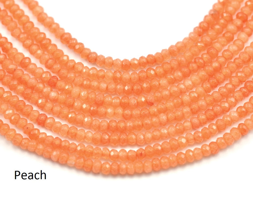 3 mm faceted spacer beads rondelle agate semi-precious gemstone in various colours