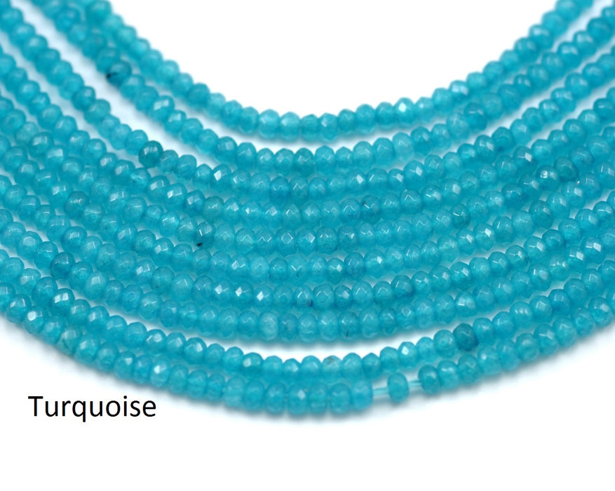 3 mm faceted spacer beads rondelle agate semi-precious gemstone in various colours