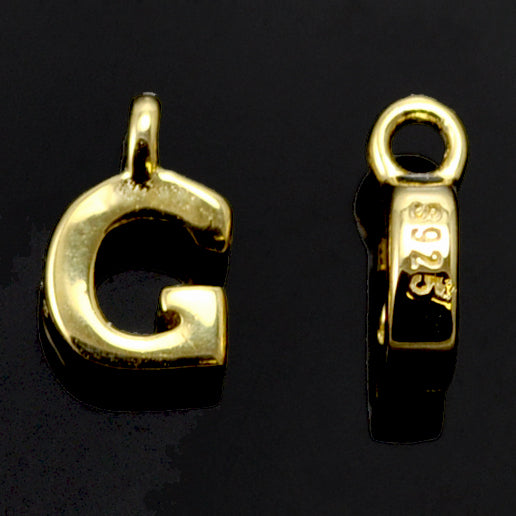 Gold Vermeil Tiny letters in Sterling Silver 925 ,  alphabet charms . Genuine Solid 925 Initials